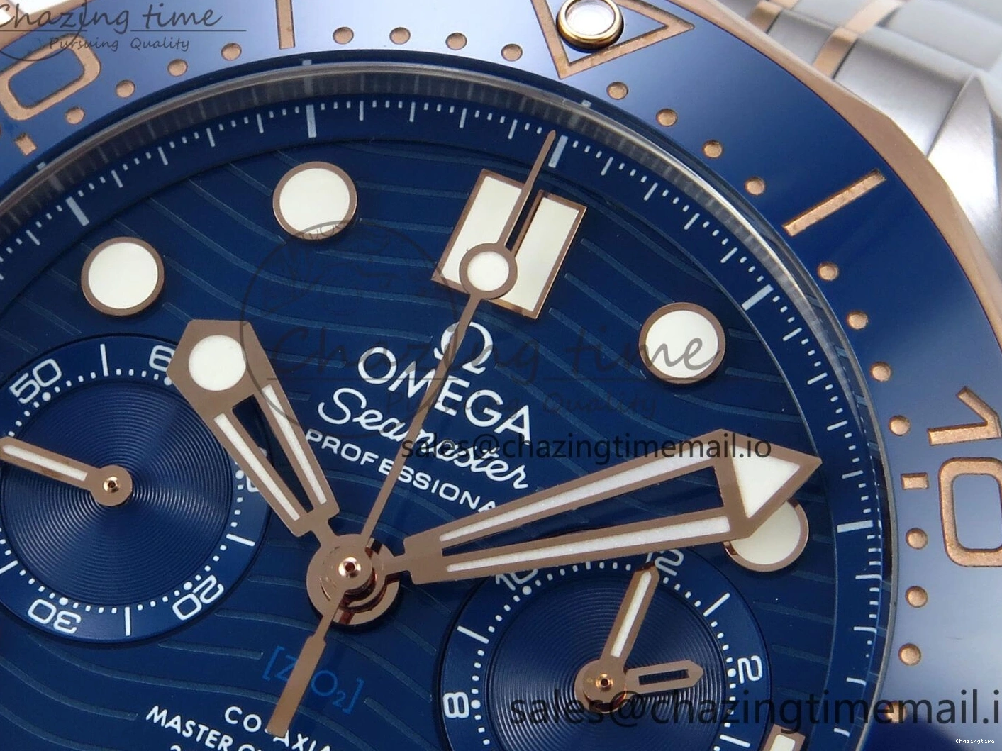 0131 Seamaster 300m Chrono SS RG OMF 1:1 Best Edition Blue Dial on SS RG Bracelet A Timeless 7686